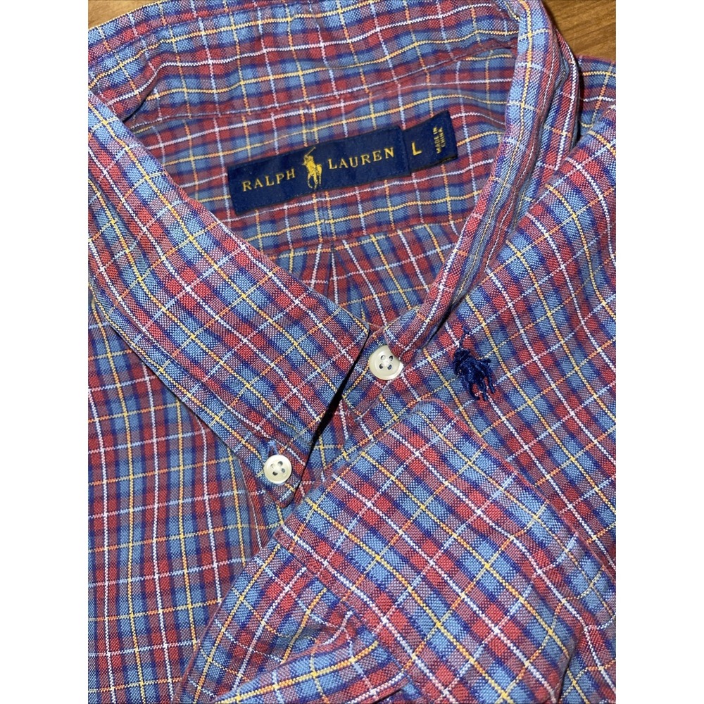 Ralph Lauren Shirt Men L Plaid Long Sleeve Button‎ Down Preppy